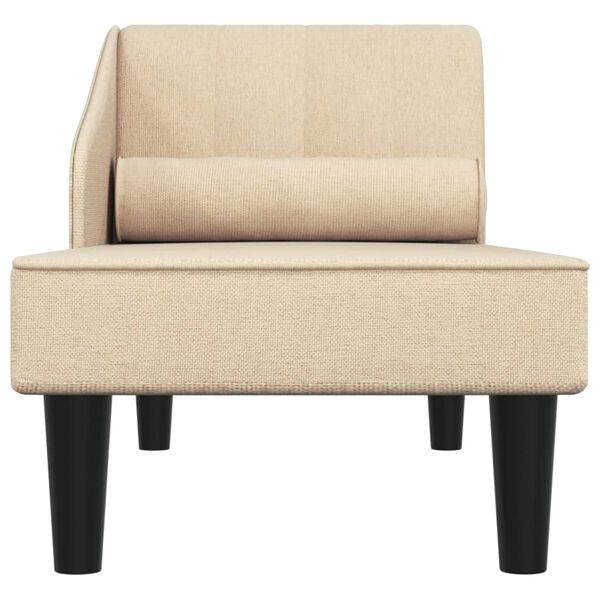 vidaXL Chaiselongue mit Nackenrolle Creme Stoff
