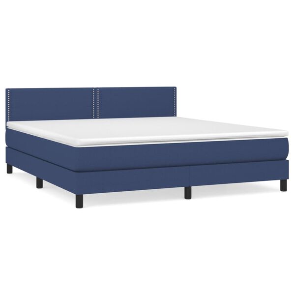 vidaXL Boxspringbett mit Matratze Blau 180x200 cm Stoff