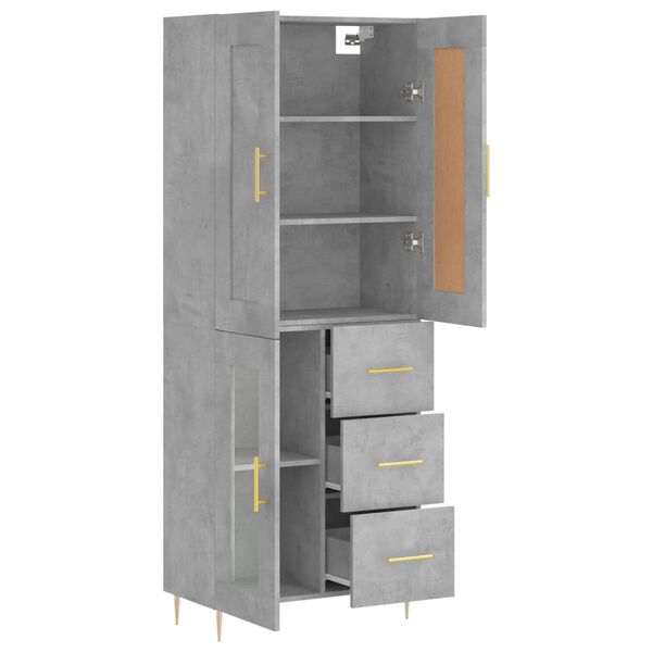 vidaXL Highboard Betongrau 69,5x34x180 cm Holzwerkstoff