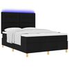 vidaXL LED Boxspringbett mit Matratze Schwarz 140 x 200 cm Stoff