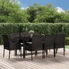 vidaXL 9-tlg. Garten-Essgruppe mit Kissen Schwarz Poly Rattan
