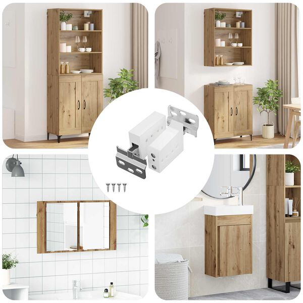 vidaXL Schrankh&auml;ngemontageb&uuml;gel 12 pcs Wei&szlig; 70 x 48 x 19 mm