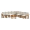 vidaXL Outdoor-Sofagarnitur 10 stk. 9-Sitzer Natur und Cremewei&szlig;