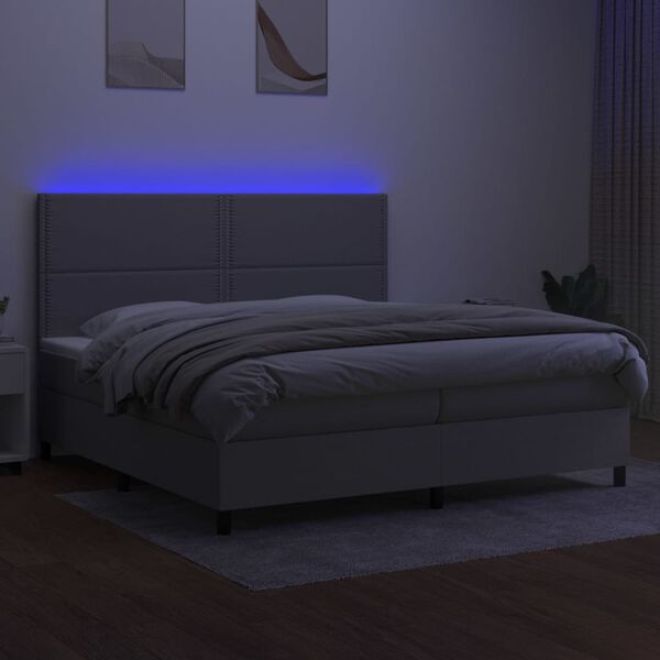 vidaXL Boxspringbett mit Matratze & LED Hellgrau 200x200 cm Stoff