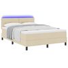 vidaXL Boxspringbett mit Matratze mit LED Creme 140 x 200 cm Stoff