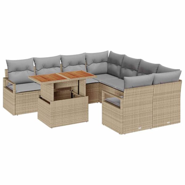 vidaXL Garten Essgruppe mit Kissen 9 pcs Beige und Grau