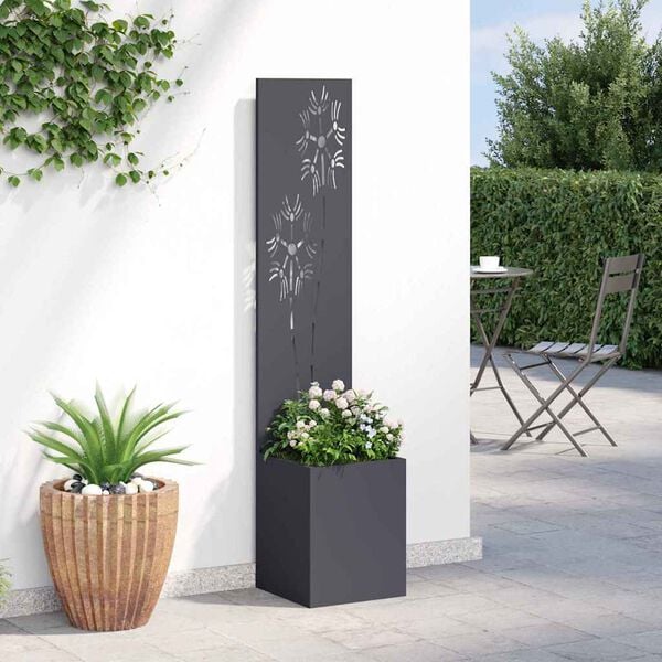 vidaXL Garten Sichtschutz-Leinwand Floral Anthrazit 32 x 140 cm