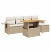vidaXL 6-tlg. Garten-Sofagarnitur mit Kissen Beige Poly Rattan