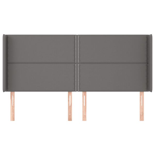 vidaXL Kopfteil mit Ohren Grau 163x16x118/128 cm Kunstleder