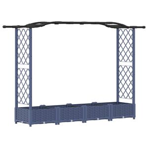 vidaXL Hochbeet mit Rankgitter und Dach Grau 207 x 40 x 126 cm PP