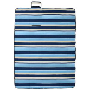 vidaXL Picknickdecke Faltbar Blau und Wei&szlig; Gestreift 200x150 cm Samt