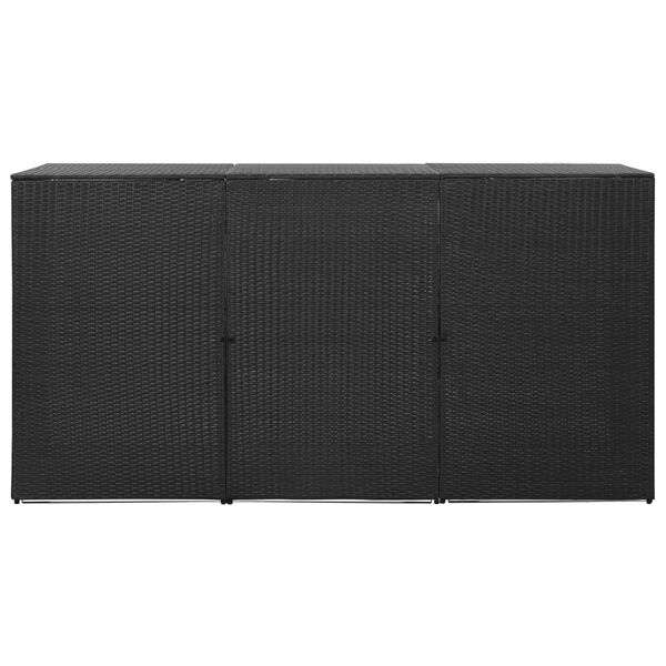 vidaXL Mülltonnenbox für 3 Tonnen Schwarz 229x78x120 cm Poly Rattan