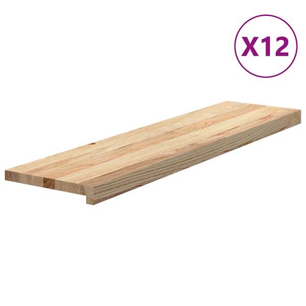 vidaXL Treppenstufen 12 Stk. Unbehandelt 100x30x2 cm Massivholz Eiche