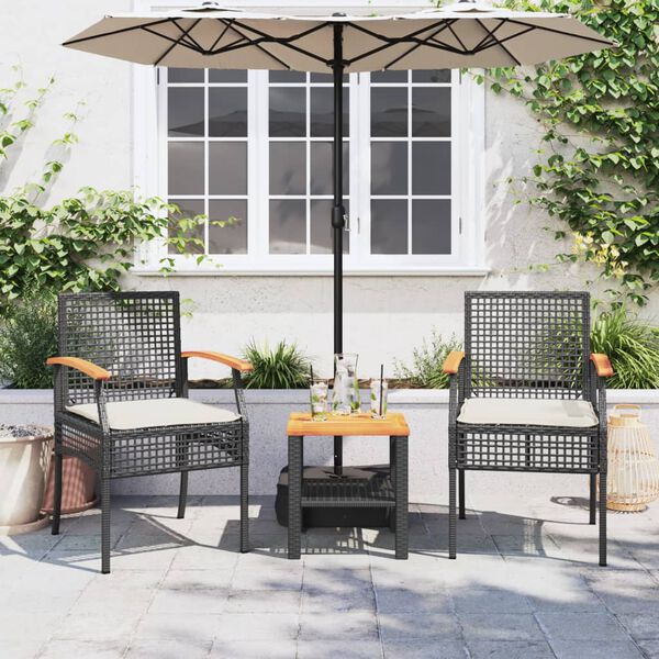 vidaXL 4-tlg. Garten-Lounge-Set mit Kissen Schwarz Poly Rattan
