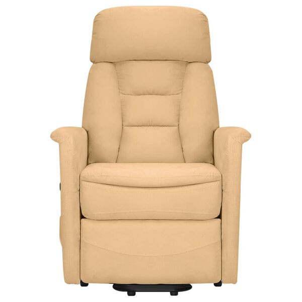 vidaXL Massagesessel mit Aufstehhilfe Creme Mikrofasergewebe