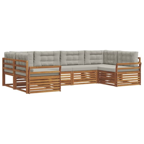 vidaXL Outdoor-Sofagarnitur mit Kissen 6 pcs Nat&uuml;rlich und Hellgrau