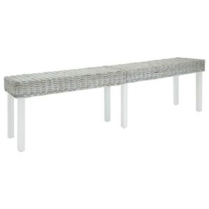vidaXL Sitzbank Wei&szlig; 160x35x45 cm Natur Kubu Rattan & Massivholz Mahagoni