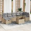 vidaXL Garten-Sofa-Set mit Kissen mit Speicher 8 pcs Beige Poly Rattan