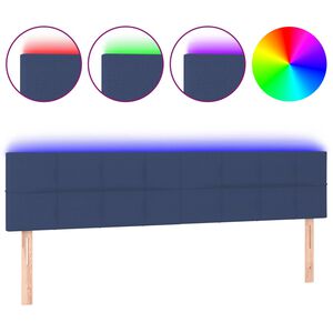 vidaXL LED Kopfteil Blau 180x5x78/88 cm Stoff