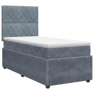 vidaXL Boxspringbett mit Matratze Dunkelgrau 80 x 200 cm Samt
