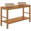 vidaXL Waschtisch Massivholz Teak mit Waschbecken Marmor Creme