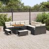 vidaXL Garten-Sofa-Set mit Kissen mit Kissen 13 pcs Schwarz und Creme