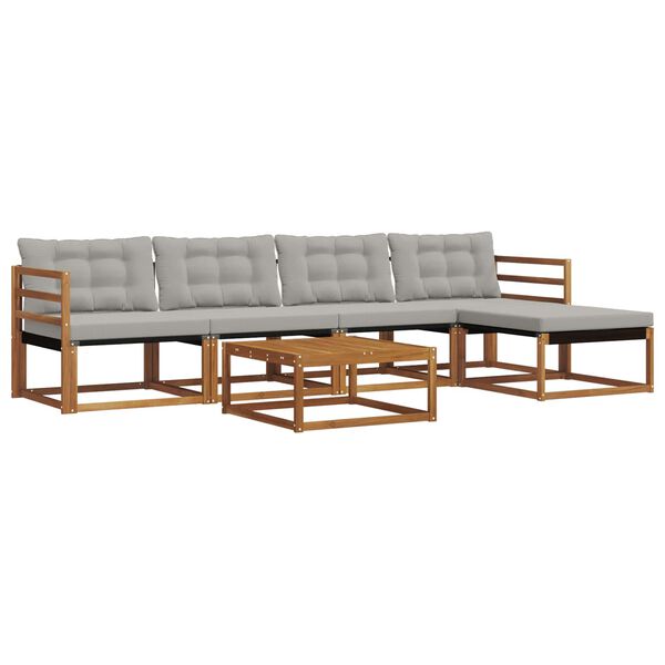 vidaXL Outdoor-Sofagarnitur mit Kissen 6 pcs Nat&uuml;rlich und Hellgrau
