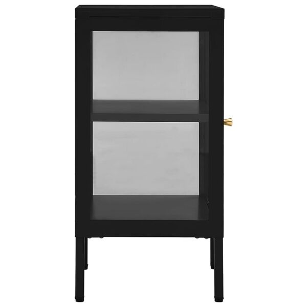 vidaXL Sideboard Schwarz 38x35x70 cm Stahl und Glas