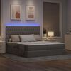 vidaXL Bett mit LED-Lichtleisten mit Kopfteil Taupe 180 x 200 cm Stoff