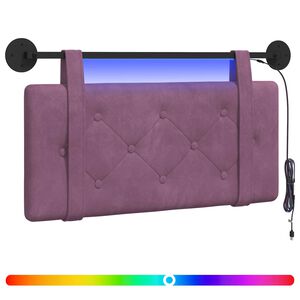 vidaXL H&auml;ngendes Kopfteil Mit LED Licht Lila Samt