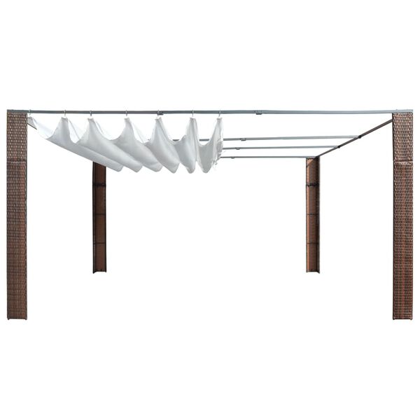 vidaXL Pavillon mit Dach Poly Rattan 400x400x200 cm Braun und Creme