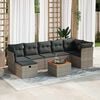 vidaXL 8-tlg. Garten-Sofagarnitur mit Kissen Grau Poly Rattan