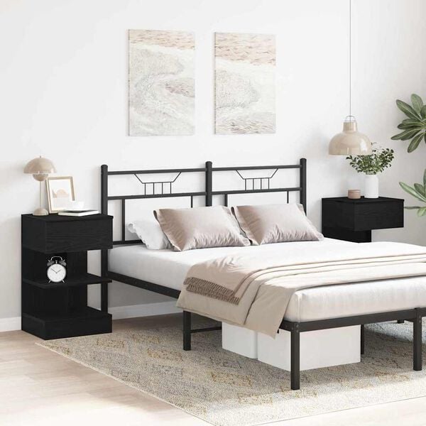 vidaXL Nachttisch 2 pcs Schwarz Eichen-Optik 40 x 35 x 65 cm