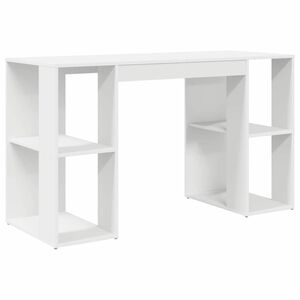 vidaXL Schreibtisch mit Regal Wei&szlig; 130 x 50,5 x 75 cm Holzwerkstoff