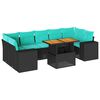 vidaXL 8-tlg. Garten-Sofagarnitur mit Kissen Schwarz Poly Rattan