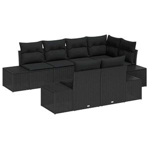 vidaXL Gartensofa-set mit Speicher 7 pcs Schwarz Poly-Rattan