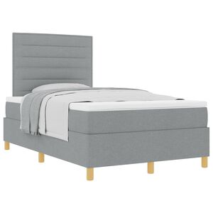vidaXL Boxspringbett mit Matratze Hellgrau 120 x 200 cm Stoff