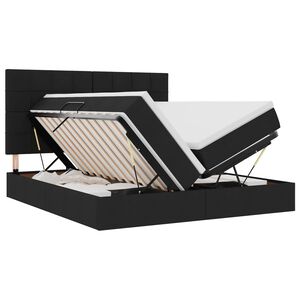 vidaXL LED-Speicherbett mit Matratze Schwarz 180 x 200 cm Stoff