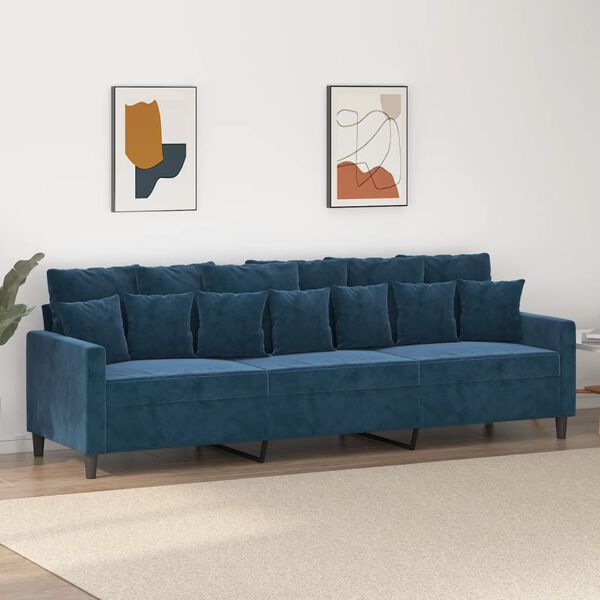 vidaXL 3-Sitzer-Sofa Blau 210 cm Samt