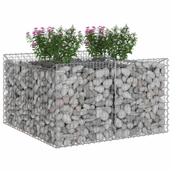 vidaXL Gabionen Hochbeet Silber 100 x 100 x 60 cm Verzinkter Stahl