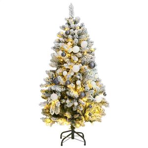 vidaXL K&uuml;nstlicher Weihnachtsbaum Klappbar 150 LEDs & Kugeln 120 cm