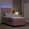 vidaXL LED Boxspringbett mit Matratze Rosa 90 x 200 cm Samt