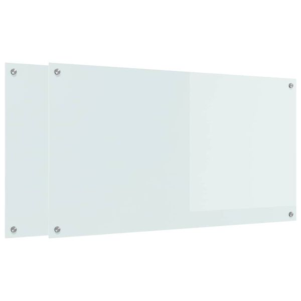 vidaXL K&uuml;chenr&uuml;ckwand 2 pcs Wei&szlig; 110 x 60 cm Geh&auml;rtetes Glas