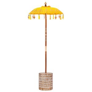 vidaXL Balinesischer Sonnenschirm mit Sockel Gelb 95 x 95 x 260 cm