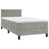 vidaXL Boxspringbett mit Matratze & LED Hellgrau 100x200 cm Samt