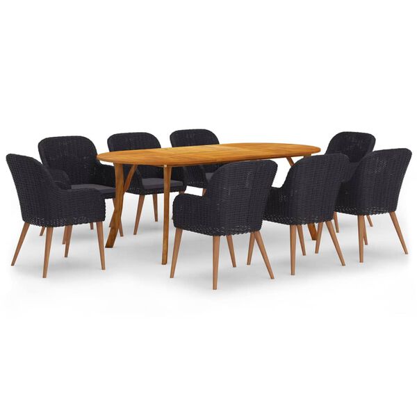 vidaXL 9-tlg. Garten-Essgruppe Schwarz