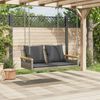 vidaXL H&auml;ngebank mit Kissen Grau 109x62x40 cm Poly Rattan