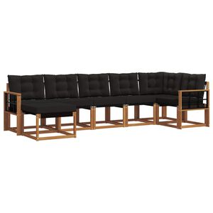 vidaXL Outdoor-Sofagarnitur mit Kissen 7 pcs Nat&uuml;rlich und Schwarz