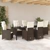 vidaXL Garten Essgruppe mit Kissen 7 pcs Braun Poly Rattan