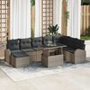 vidaXL Garten-Sofa-Set mit Speicher 9 pcs Grau Poly Rattan